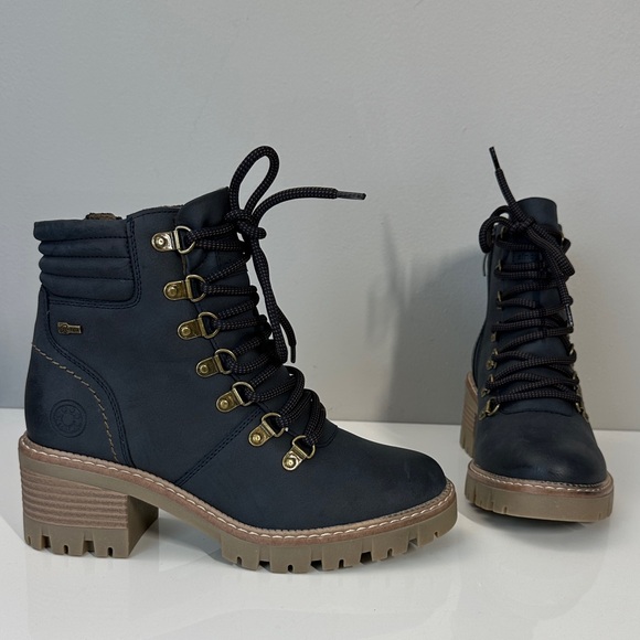 Spring Step Blue Leather Lace Up Rockies Ankle Boots Size 37(6.5-7) - Picture 1 of 15